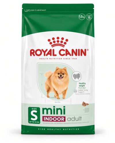 غذای خشک سگ رویال کنین مدل Mini Indoor Adult مخصوص سگ‌های بالغ نژاد کوچک وزن ۱.۵ کیلوگرم