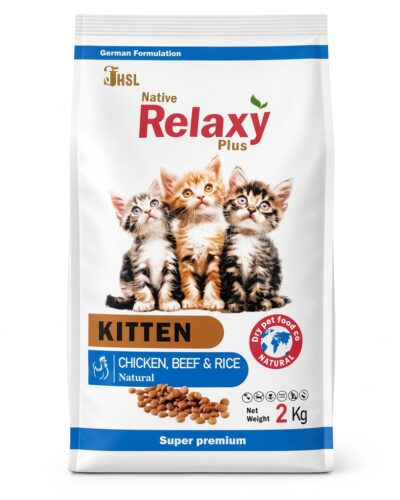 غذای خشک بچه گربه ریلکسی پلاس مدل Kitten با طعم مرغ، گوشت و برنج وزن ۲ کیلوگرم